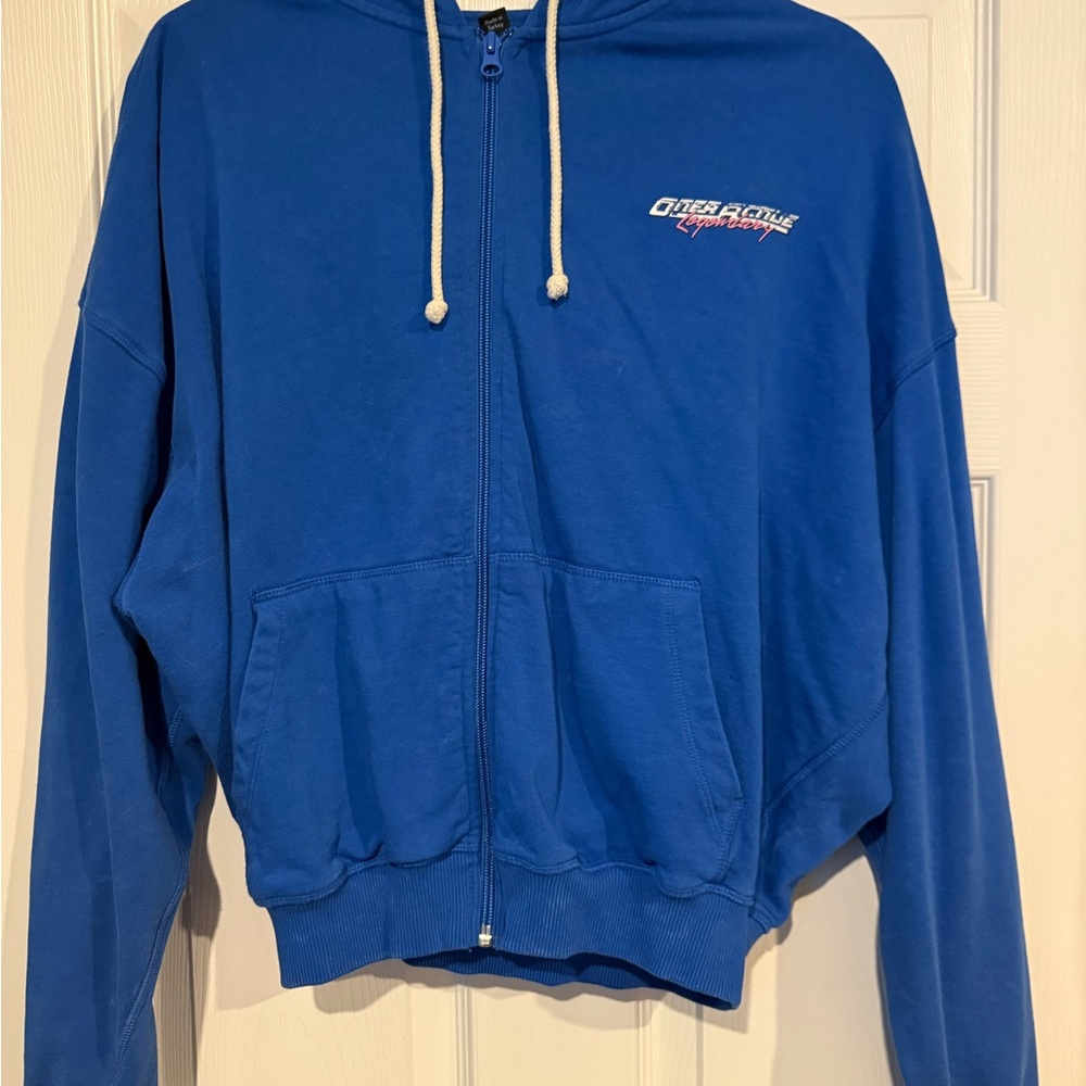 Oner Active Raw Lounge Oversized Zip Through Hoodie - Retro Blue